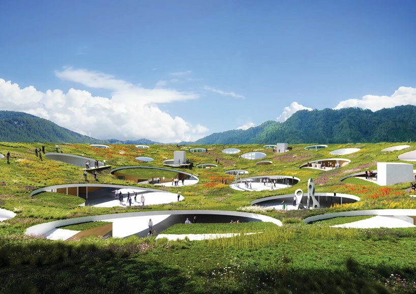 sou fujimoto designs a bowl-shaped rooftop plaza for community center in hida, japan
