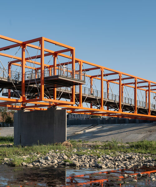 orange ‘rumblefish’ bridge designed by SPF:architects opens in los angeles