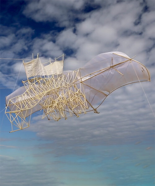theo jansen's wind-powered strandbeests evolve into flying creatures