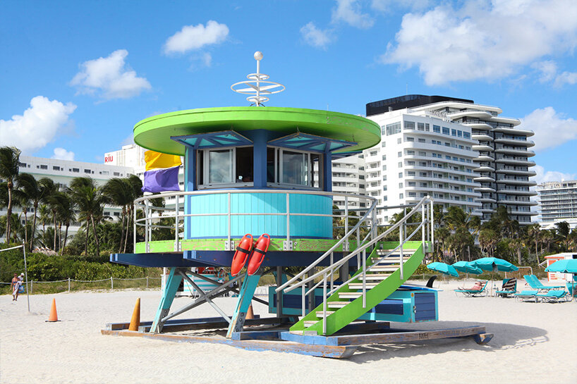 william lane architect decorates miami beach with eye-catching lifeguard towers