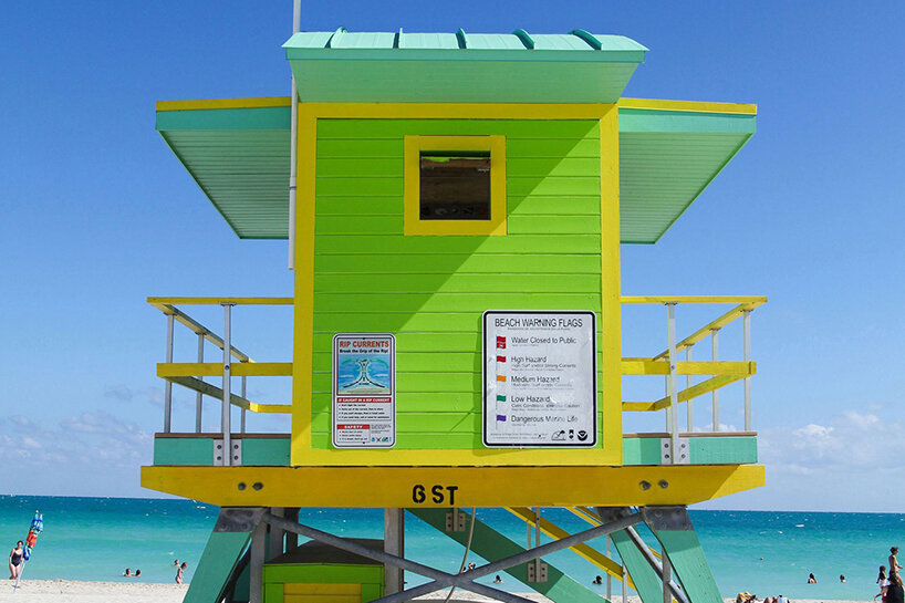 william lane architect decorates miami beach with eye-catching lifeguard towers