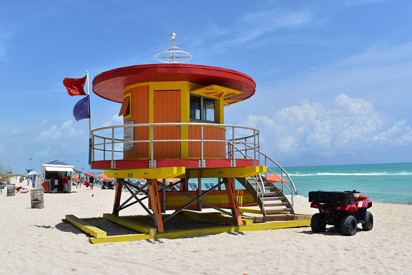 william lane architect decorates miami beach with eye-catching lifeguard towers