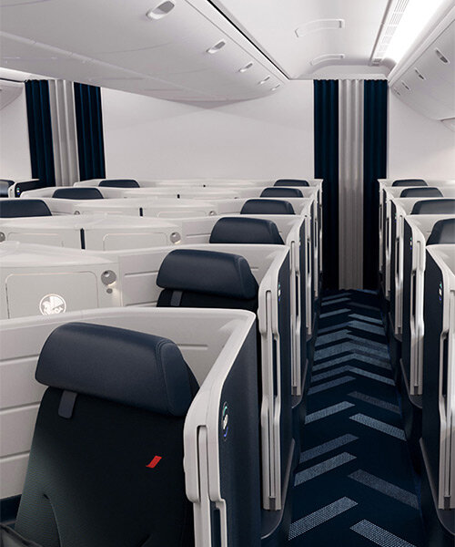 air france unveils new business seats with enveloping curves and sliding doors