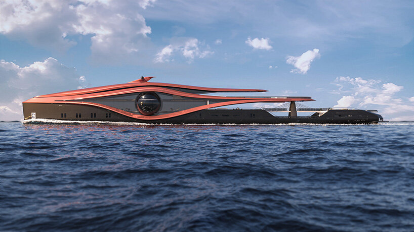 the ZION superyacht concept by bhushan powar design has a giant glass eye