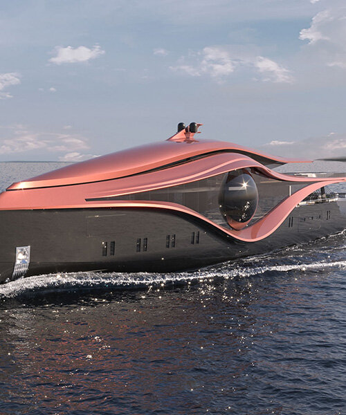 the ZION superyacht concept by bhushan powar design has a giant glass eye