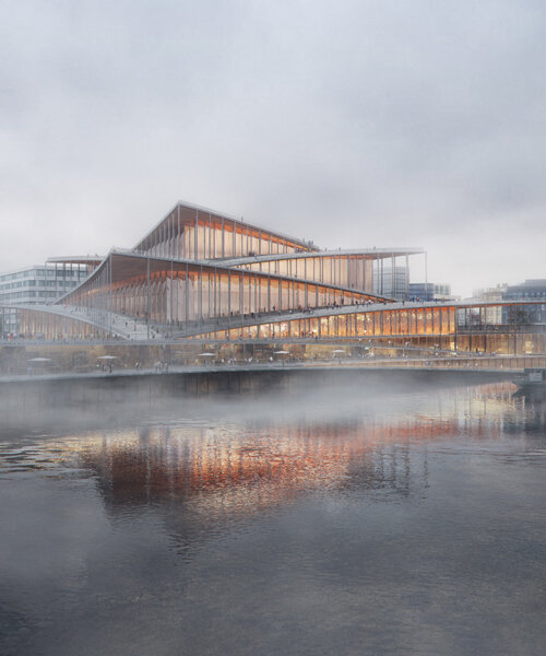 bjarke ingels group's vltava philharmonic hall will be a stack of stepping terraces