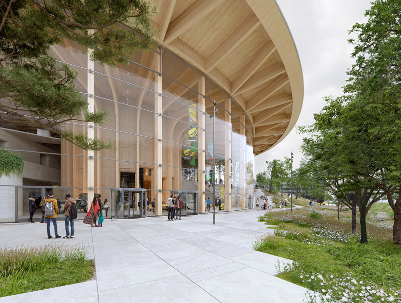 henning larsen shapes circular 'world of volvo' experience center with glulam and CLT