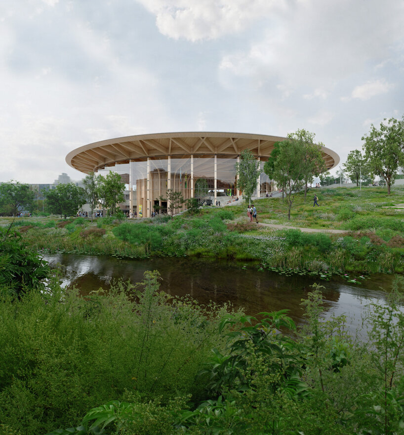 henning larsen shapes circular 'world of volvo' experience center with glulam and CLT