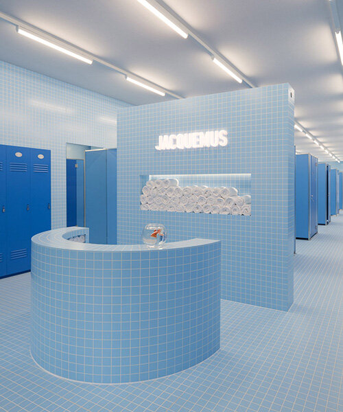 jacquemus creates a surreal blue version of his bathroom in selfridges london
