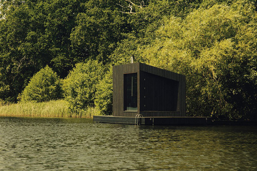 koto designs sustainable cabin retreat with floating sauna for fritton lake in england