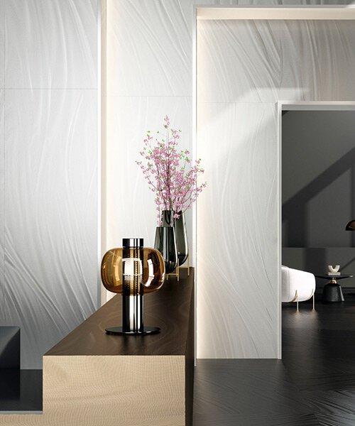 ceramic falls like silk with iris ceramica group's luce collection