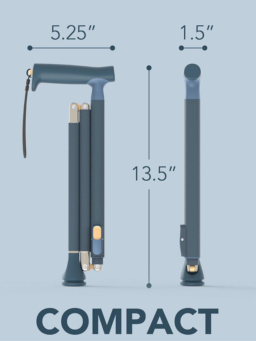 this height-adjustable walking cane folds up in no time