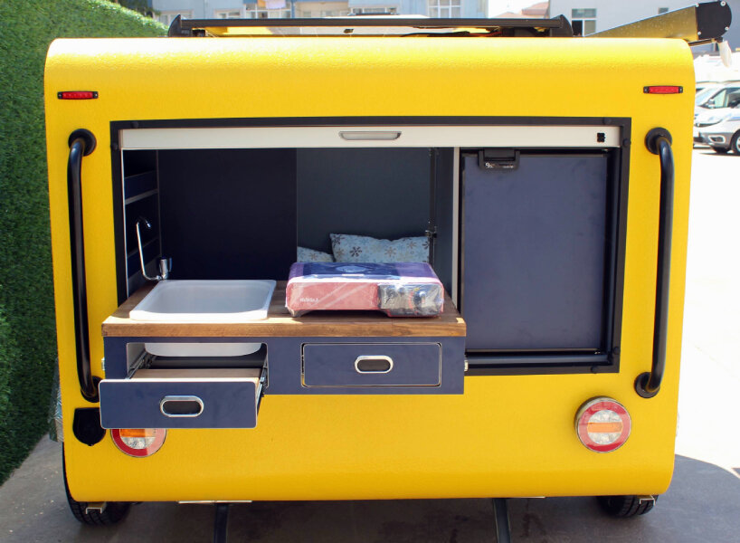 under 400kgs mini-caravan can be towed anywhere and accommodate three people 