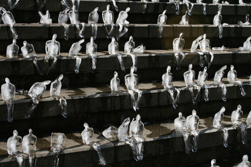 néle azevedo's melting ice figures are a poignant take on climate change and humanity