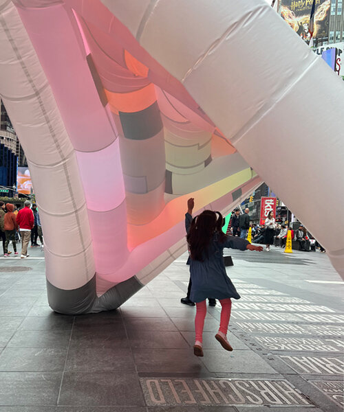 pop up/drop off: inflatable architecture by pratt students is a quilt of recycled plastic