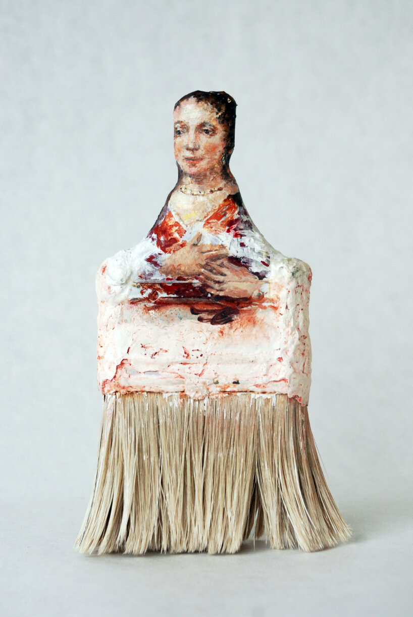 artist rebecca szeto repurposes paintbrushes into women and art history sculptures