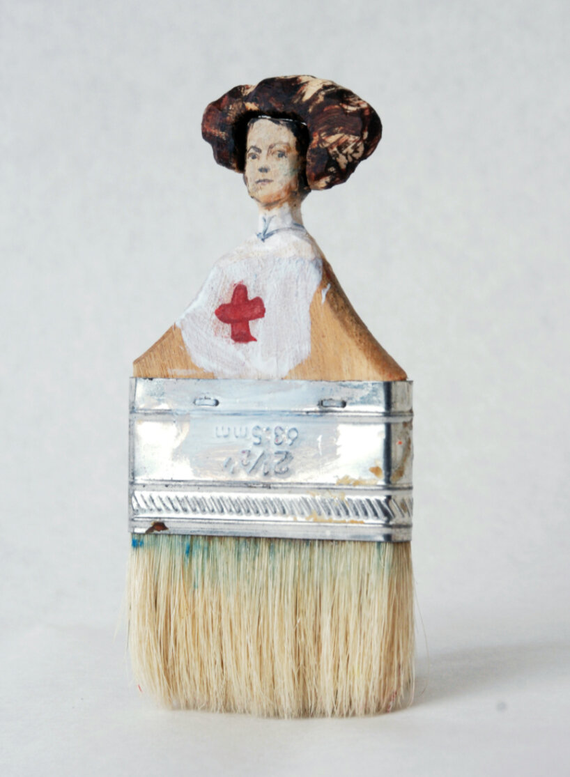 artist rebecca szeto repurposes paintbrushes into women and art history sculptures