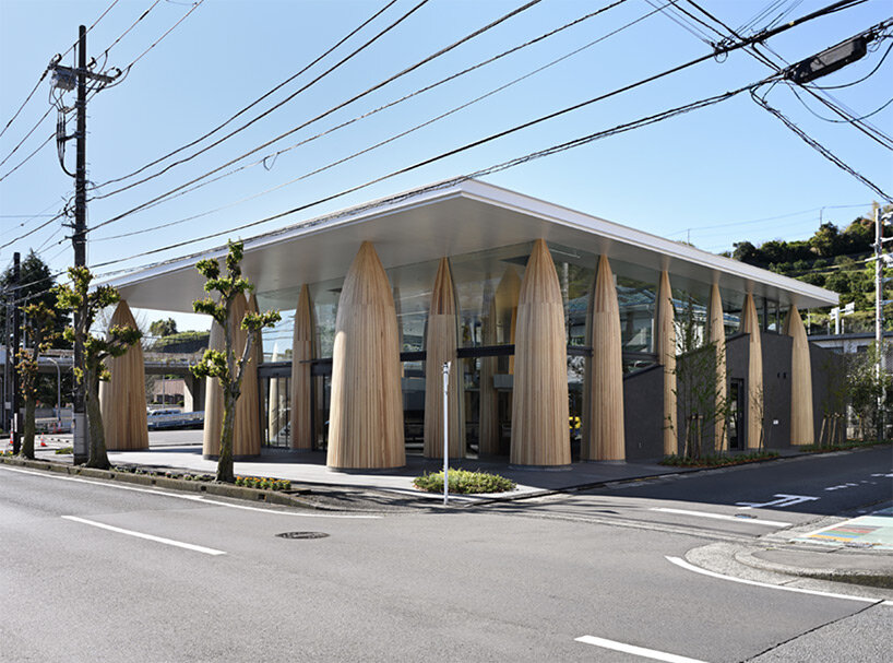 rhythmic arrangement of mountain-shaped pillars supports MAP's retail store in japan