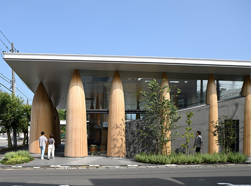 rhythmic arrangement of mountain-shaped pillars supports MAP's retail store in japan