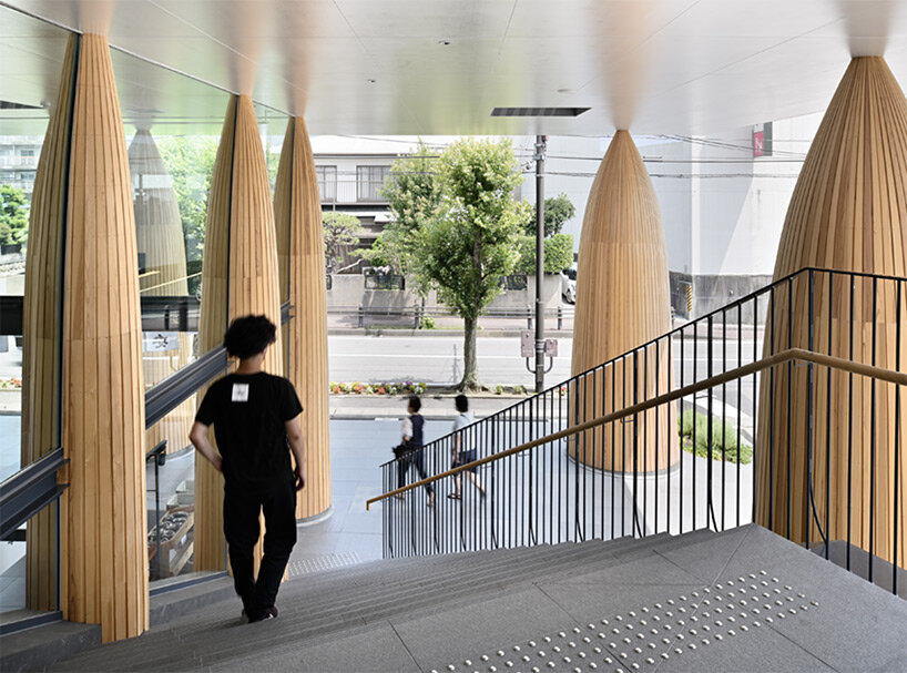 rhythmic arrangement of mountain-shaped pillars supports MAP's retail store in japan