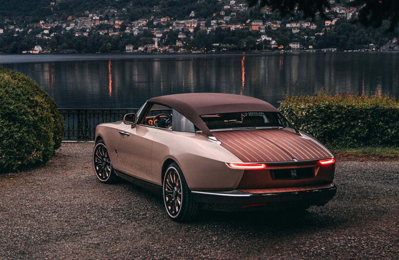 rolls-royce debuts pearl inspired 'boat tail' on the shores of lake como