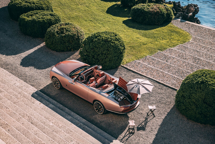 rolls-royce debuts pearl inspired 'boat tail' on the shores of lake como