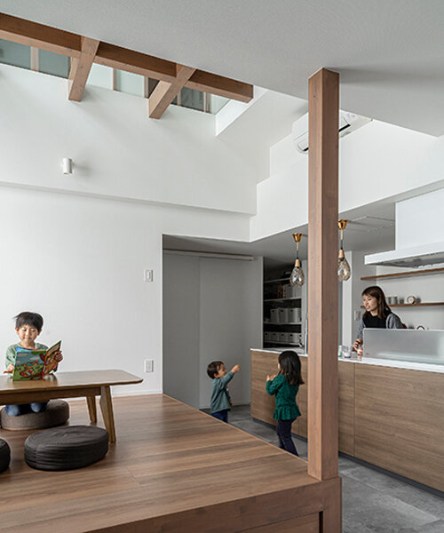 built around a common playroom, this japanese home celebrates sibling bonds