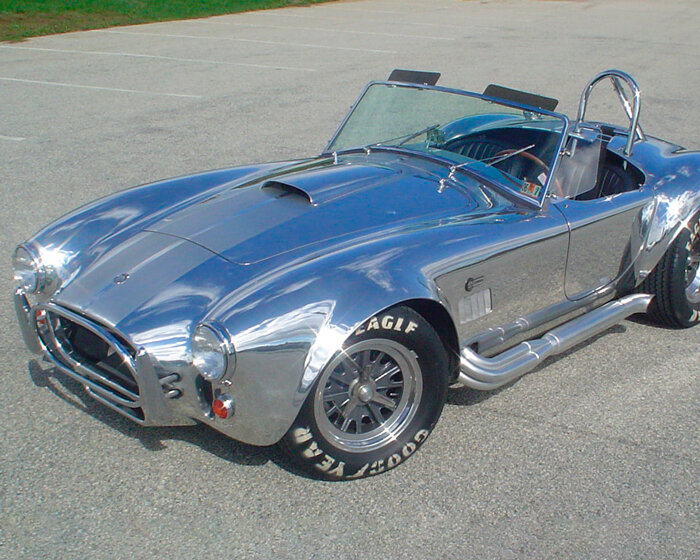 this rare shelby cobra CSX4000 features a handcrafted aluminum body