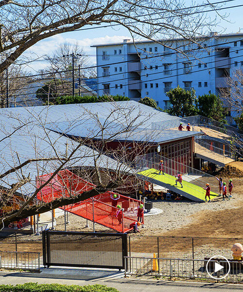 sloping playground roof tops renovated 50-year-old kindergarten by studio YY in japan