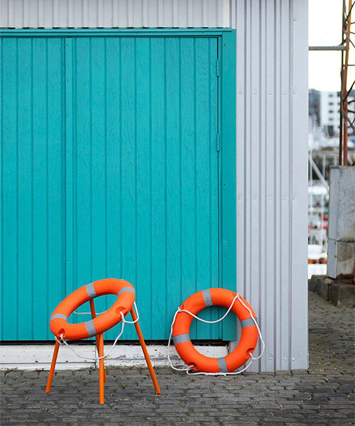 tobia zambotti repurposes discarded kid-size lifebuoy into sea level rise chair