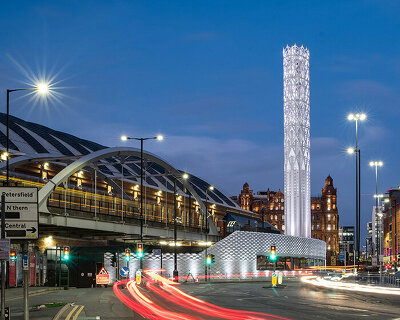 tonkin liu’s tower of light provides low carbon energy in manchester city