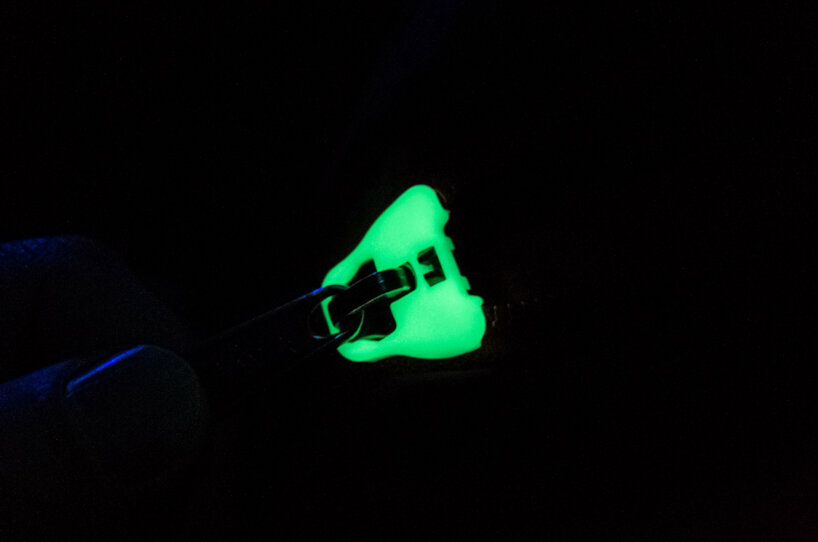 this resin device will stop your zipper getting stuck, and it glows in the dark