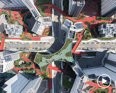 MAD architects' first social housing project integrates green spaces and a floating park