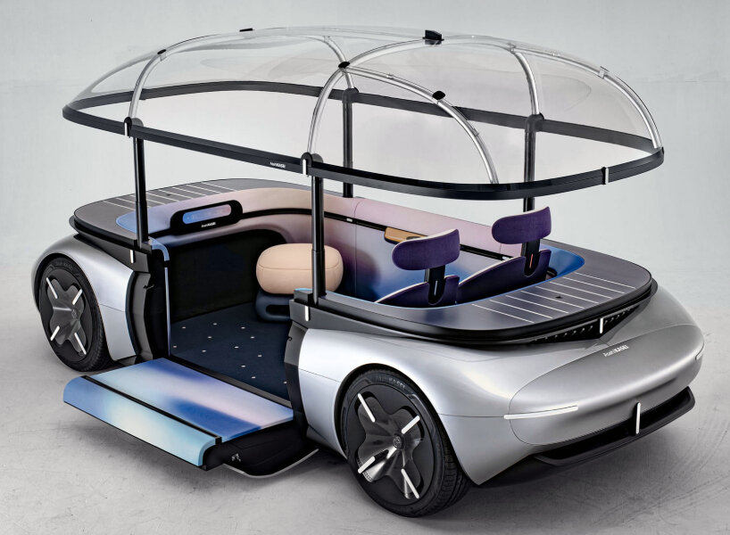 concept car AKXY2 has a boat-shaped bubble and functions as a portable picnic area