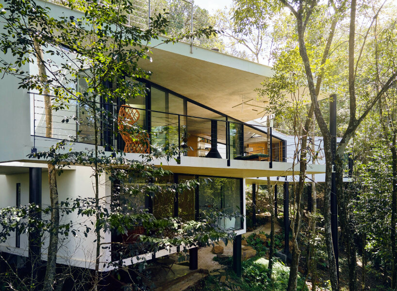casa açucena rises fifteen meters from the ground and lives within a forest in brazil