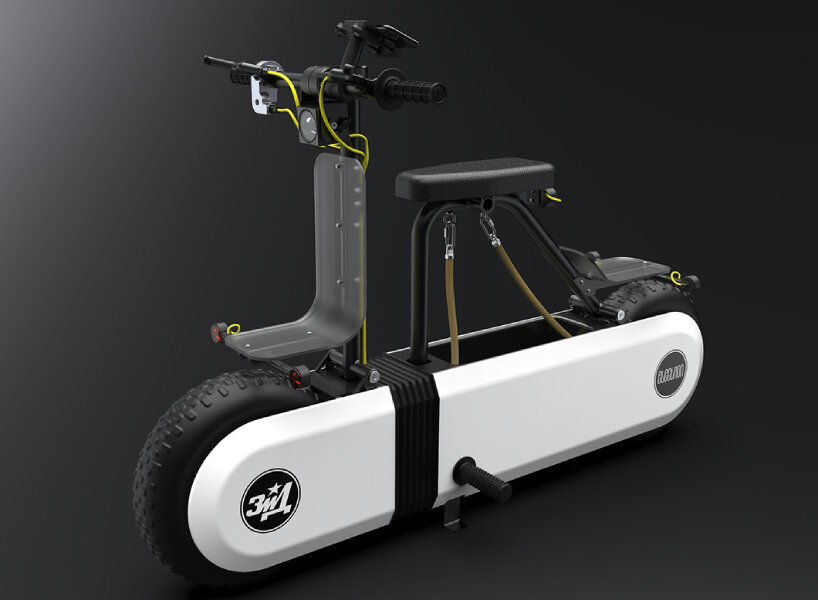 capsule-shaped electric scooter conceptualized as a low-seat mini-moped