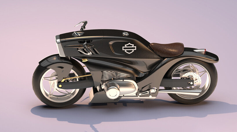 The Harley Davidson Street Fighter concept combines the streamlined proportions of a sports car and bicycle