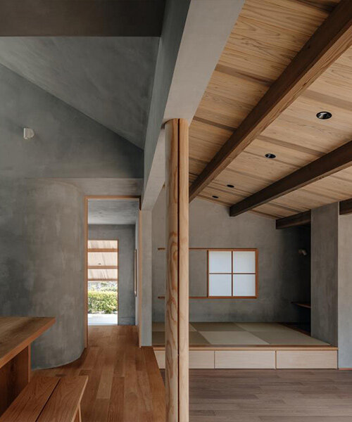 hearth architects blends concrete with timber touches within minimalistic house in japan