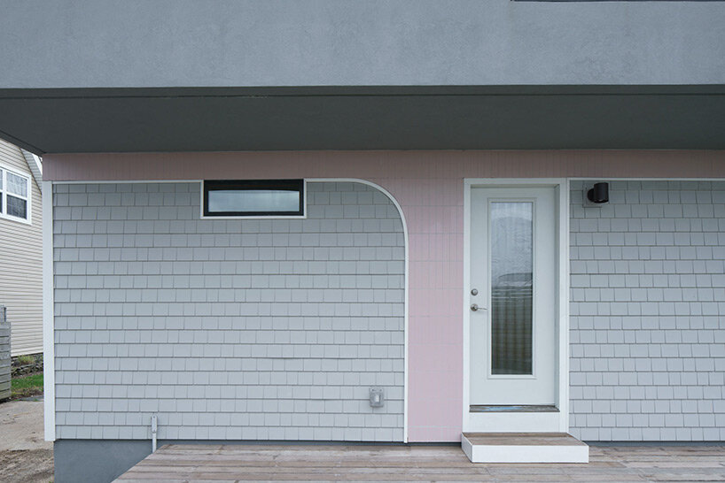 architensions builds pink tile-clad extension on top of old ranch house in the US