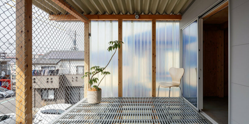 nori architects forms steel mesh façade for minimum house in toyota