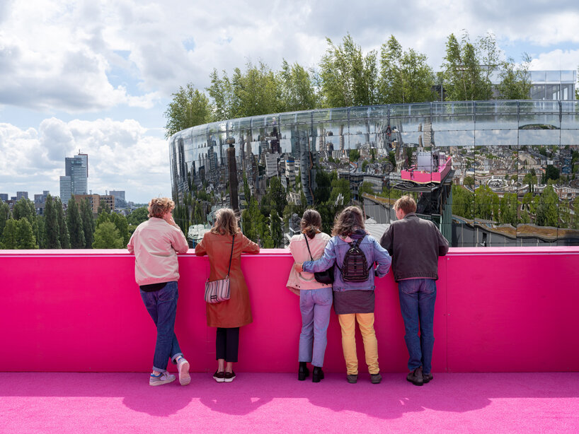 MVRDV's 29-meter-tall pink podium opens for summer in rotterdam