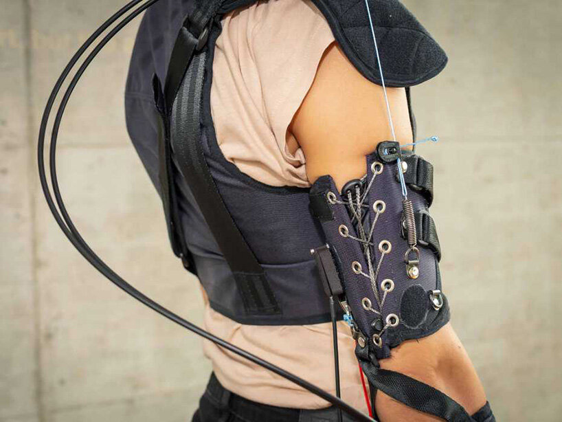 ETH zurich's myoshirt is a wearable muscle offering upper-body strength + endurance