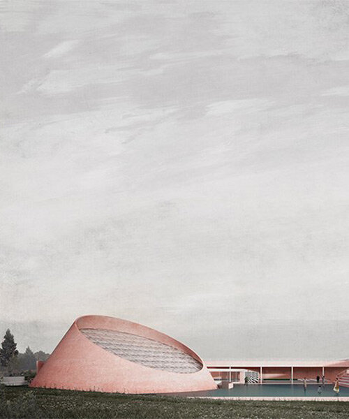 pink arts building proposal for greek college references ancient gymnasium typology
