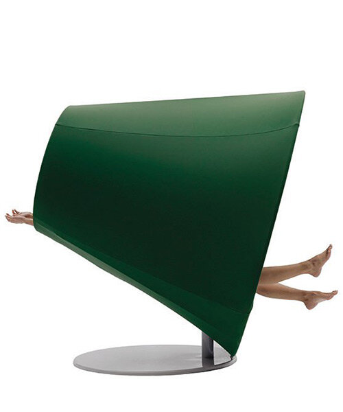 sculptural cone-shaped chair by emanuele magini doubles as comfortable bed