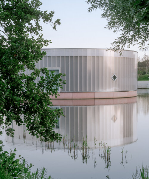 studio ossidiana's poetic art pavilion floats on water in almere, the netherlands
