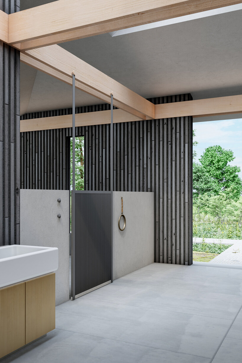 victor ortiz designs two 'ivui stables' for an expanse of fields in florida