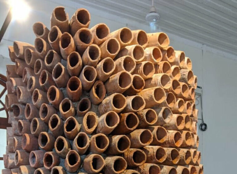 terracotta pipe installations cool down and purify humid, hot air using ...