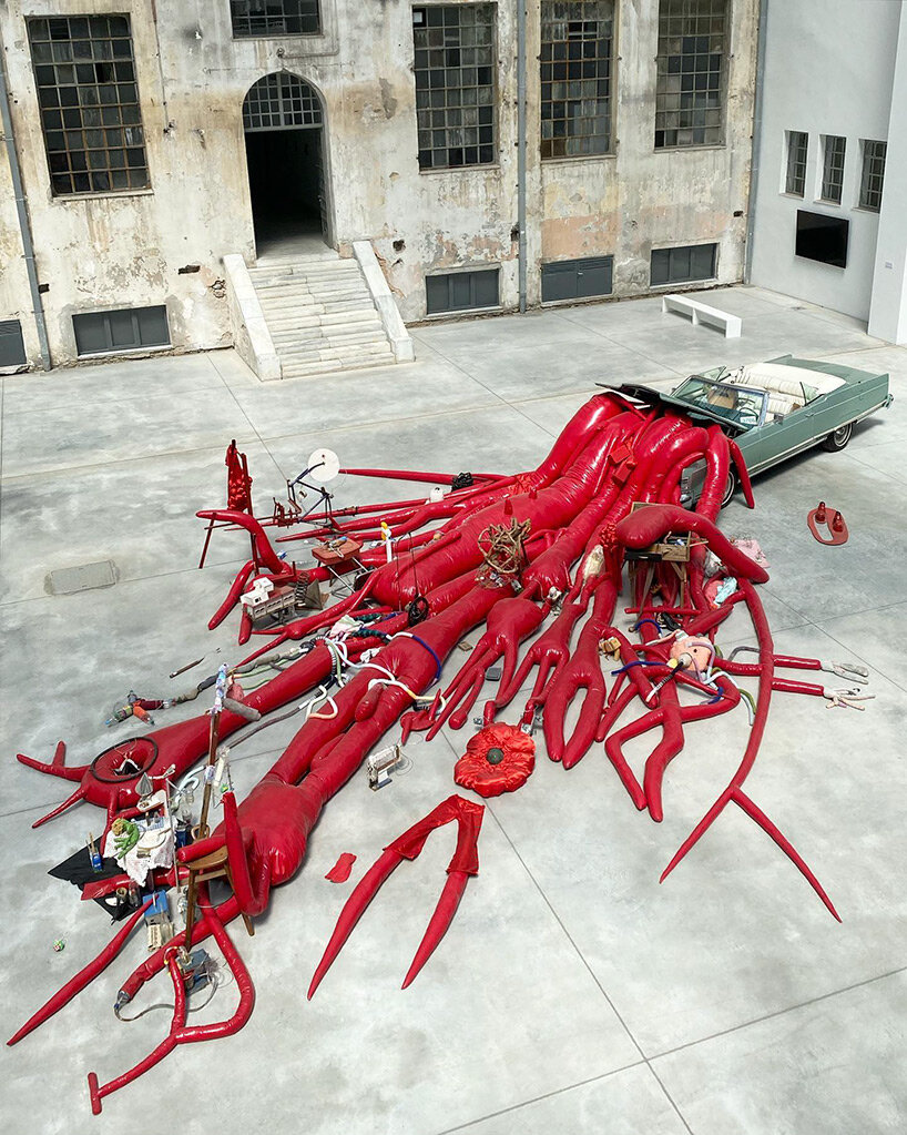 john bock’s tentacle sculpture sprawls out of lincoln convertible at ...