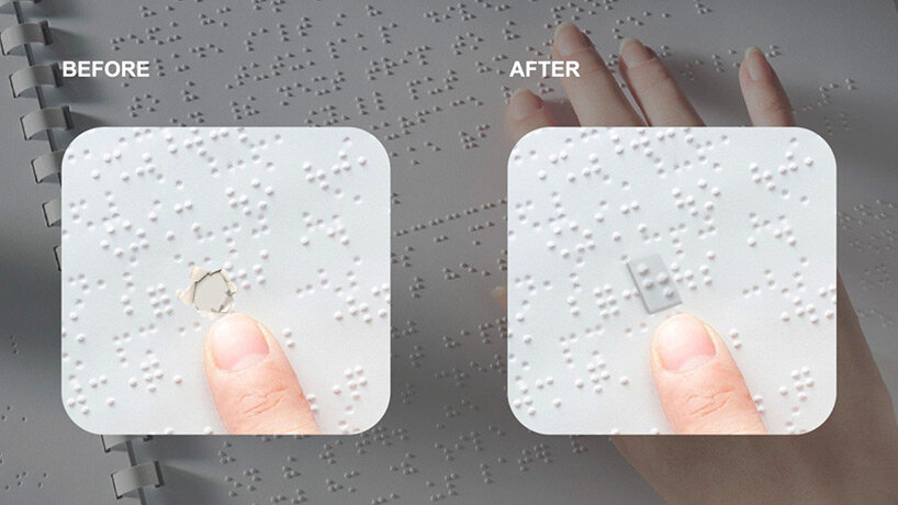 this finger tape device helps the visually impaired correct braille misprints