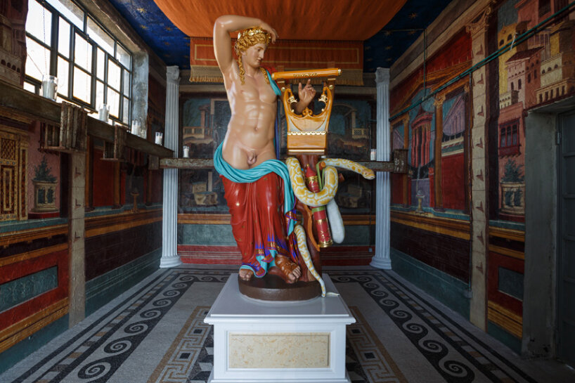 jeff koons transforms DESTE's project space in hydra into a metaphysical temple for apollo